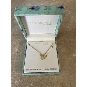 Lesa Michele | Yellow Gold Plated CZ Eagle Pendant Necklace Box Worn